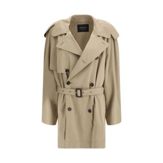 Balenciaga Trench Coats, female, Beige, Size: M Cotton Trench Coat