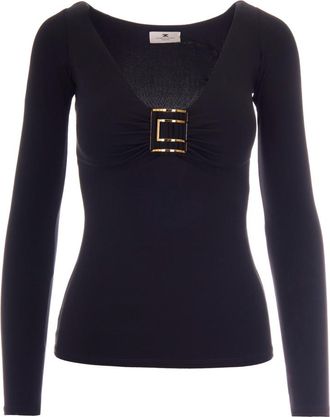 Elisabetta Franchi Black V Neck Sweater