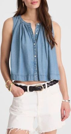 Madewell Denim Button-Up Tank Top in Ashbury Wash at Nordstrom Rack, Size Xx-Large