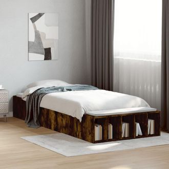 vidaXL Estructura De Cama Madera De Ingenier&iacute;a Roble Humo 100x200 Cm Vidaxl