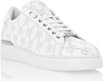 Philipp Plein Low Top Sneakers Carson Monogram Strass Unisex in White at Nordstrom, Size 45