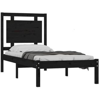 vidaXL Estructura De Cama Madera Maciza Individual Negra 75x190 Cm Vidaxl