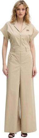 Karl Lagerfeld Jumpsuits & Playsuits, Dames, Beige, M, Katoen, Jumpsuit met overhemdkraag