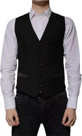 Dolce & Gabbana Luxe Formeel Gilet van Wolmix - Heren - Gillet - Zwart - S - Wol - Kostuums