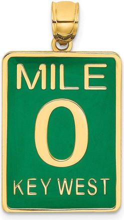 Diamond2Deal 14k Yellow Gold Enamel Mile Marker 0 KEY WEST Charm