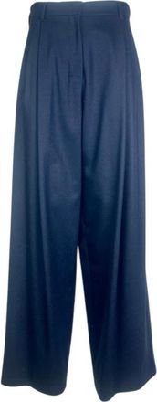 Max Mara Wide Leg Pants - Dames - Wijde Broeken - Blauw - S - Wol - Broeken