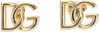 Dolce & Gabbana Gold-Colored Stud Earrings With Interlocking Dg Motif In Bronze Woman