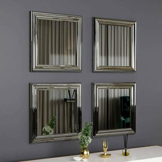 Dmora Specchio Thane, Specchiera, Articolo darredo a muro, Decorazione con specchio, 40x3h40 cm, Argento - Dmora