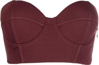 Patrizia Pepe Essential sweetheart-neck strapless top - women - Wool/Polyester/Elastane/Polyester/Elastane - 42 - Purple