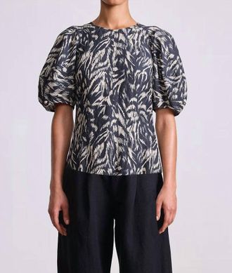 Apiece Apart Lino Top In Abstract Animal Midnight