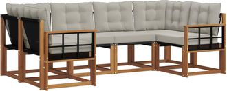 vidaXL Conjunto De Sof&aacute;s De Exterior 6 Uds. Natural Y Gris Claro Vidaxl