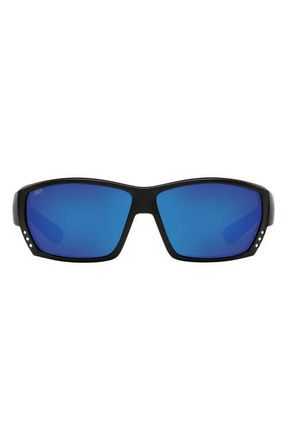 Costa 62mm Polarized Oversize Rectangular Sunglasses in Solid Black at Nordstrom