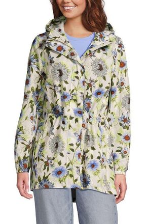 Lands End Squall Packable Waterproof Raincoat in Pale Sky/ivory Floral at Nordstrom, Size X-Large P