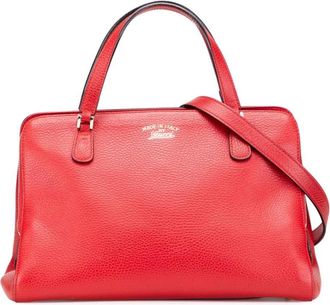 Gucci Pre-owned Tote Bags, female, Red, Size: ONE SIZE Pre-owned Italian Leather Tote Bag with Shoulder Strap