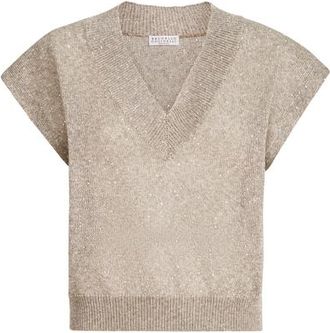 Brunello Cucinelli Linen and cotton Diamond yarn sweater in Light Brown at Nordstrom, Size Xx-Small Eu