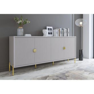 Dmora Aparador Arpina, Alacena 4 Estantes, 4 Puertas, Apertura Abatible, 203.4x49x83h Cm Beige