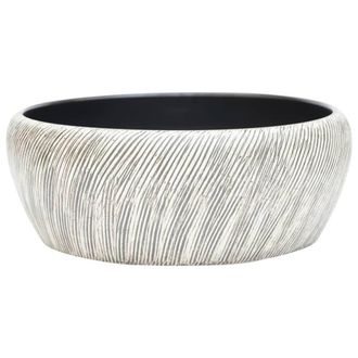 Berkfield Home Countertop Basin Black & Grey Round OE&para;41x14 cm Ceramic | Size: 41x14 cm