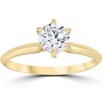 Pompeii3 14k Yellow Gold 1ct Round Solitaire Diamond Engagement Ring Size Selectable