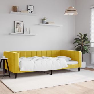 vidaXL Sof&aacute; Cama Sin Colch&oacute;n Terciopelo Amarillo 100x200 Cm Vidaxl