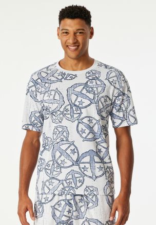 Schiesser Kurzarmshirt SCHIESSER Schiesser 150 Years, Herren, Gr. 48, bunt (904, multicolor 1), Single Jersey, Obermaterial: 100% Baumwolle, bequem h&uuml;ftlang, Ru