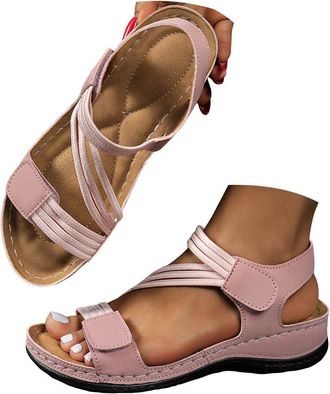 Generic Orthopedic Wedge Sandals with Arch Support for Woman Comfortable Walking Shoes Open Toe Ankle Strap Platform Sandals Women Summer Dressy Casual Low We