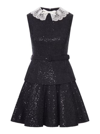 Self Portrait BLACK SEQUIN BOUCLE MINI DRESS - Self-portrait - Woman