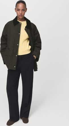 Mango Parka cotone collo velluto a coste kaki - Donna - XS - MANGO