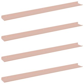 vidaXL Estante Flotante 4 Pcs Rosa 100 X 9 X 2,5 Cm Acero Vidaxl
