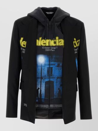 Balenciaga wool blazer hooded design buttoned cuffs