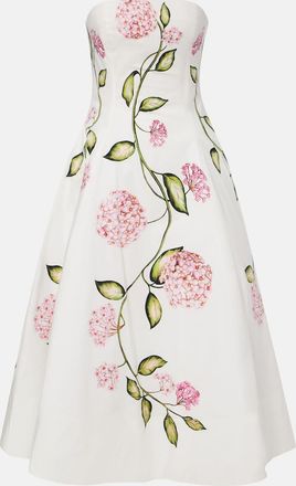 Oscar De La Renta Vestido vestido de fiesta con bustier en popel&iacute;n floral