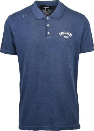 Dsquared2 Tops, Heren, Blauw, M, Katoen, Polo