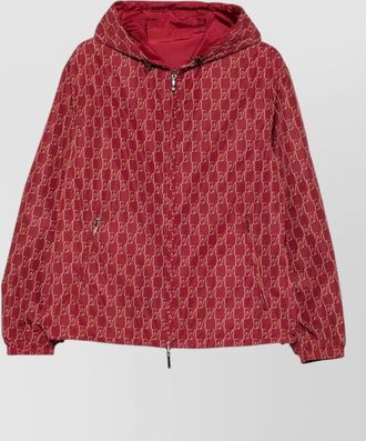 Emporio Armani monogram hooded nylon raincoat