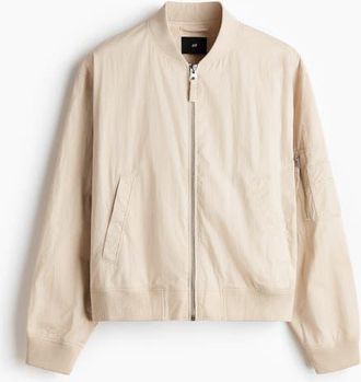 H&M Bomber Jacket in Light Beige at Nordstrom, Size Xxx-Large
