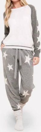Brodie Sophie Star Jogger In White Mid Grey
