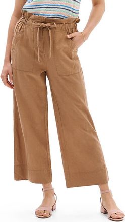 Hatley Tigers Eye Drawstring Linen Blend Wide Leg Pants in Brown at Nordstrom, Size X-Small