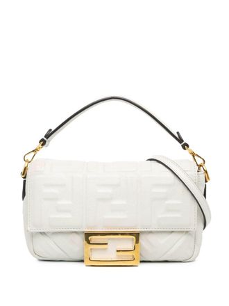 Fendi Borsa a tracolla Baguette mini con motivo Zucca 2010-2023 - Bianco
