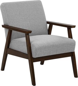 Beliani Beliani - Sillón tapizado en poliéster gris diseño retro marco de madera para sala de estar Asnes