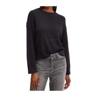 A|X Armani Exchange Rondgebreide trui - Dames - Ronde hals truien - Zwart - L - Katoen - Truien & Vesten