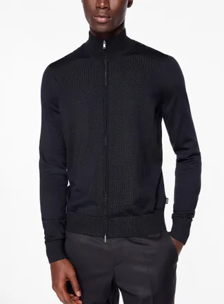 BOSS Mens Pure merino wool zip-up sweater
