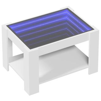 Berkfield Home Decorative Coffee Table with LED White 73x53x45 cm Engineered Wood | Size: 73 x 53 x 45 cm