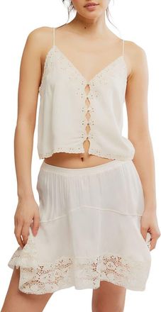 Free People Pieces of You Embroidered Button-Up Camisole in Ivory at Nordstrom, Size X-Large
