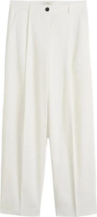 Toteme Single Pleat Cotton Broeken - Dames - Wijde Broeken - Wit - XS - Katoen - Broeken