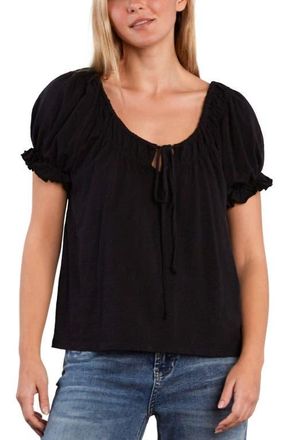 BILLY T Gathered Cotton Peasant T-Shirt in Black Beauty at Nordstrom, Size X-Small