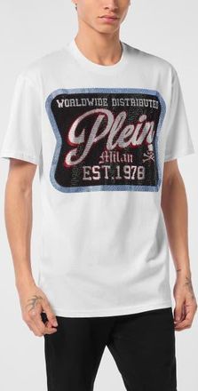 Philipp Plein Round Neck T-Shirt Patch Plein Milan Men in White at Nordstrom, Size 5X-Large