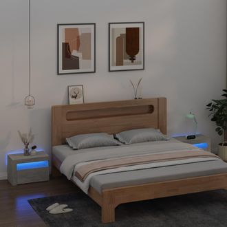 vidaXL Vidaxl - Mesitas De Noche Con Leds 2 Unidades Gris Hormig&oacute;n 60x35x40 Cm