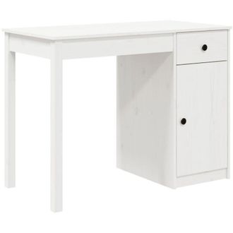 vidaXL Desk White 100x50x75 cm Solid Wood Pine Vidaxl
