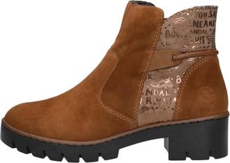 Rieker Enkellaarsjes Plat - Dames - Laarzen met Hak - Bruin - 37 EU - Leer - Schoenen