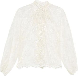 So Allure high-neck lace blouse - White