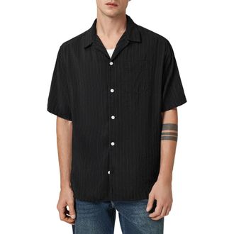 AllSaints Perry Button-Up Camp Shirt in Black at Nordstrom Rack, Size Medium
