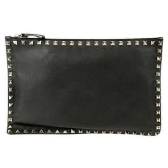 Valentino Pre-owned Clutches, female, Black, Size: ONE SIZE Pre-owned Rockstud Clutch 0269Bol